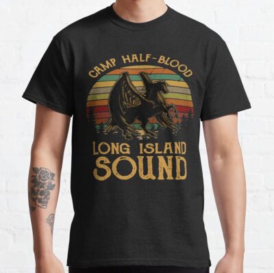 Vintage Percy Jackson Camp Half Blood Long Island Sound Sunset T-Shirt