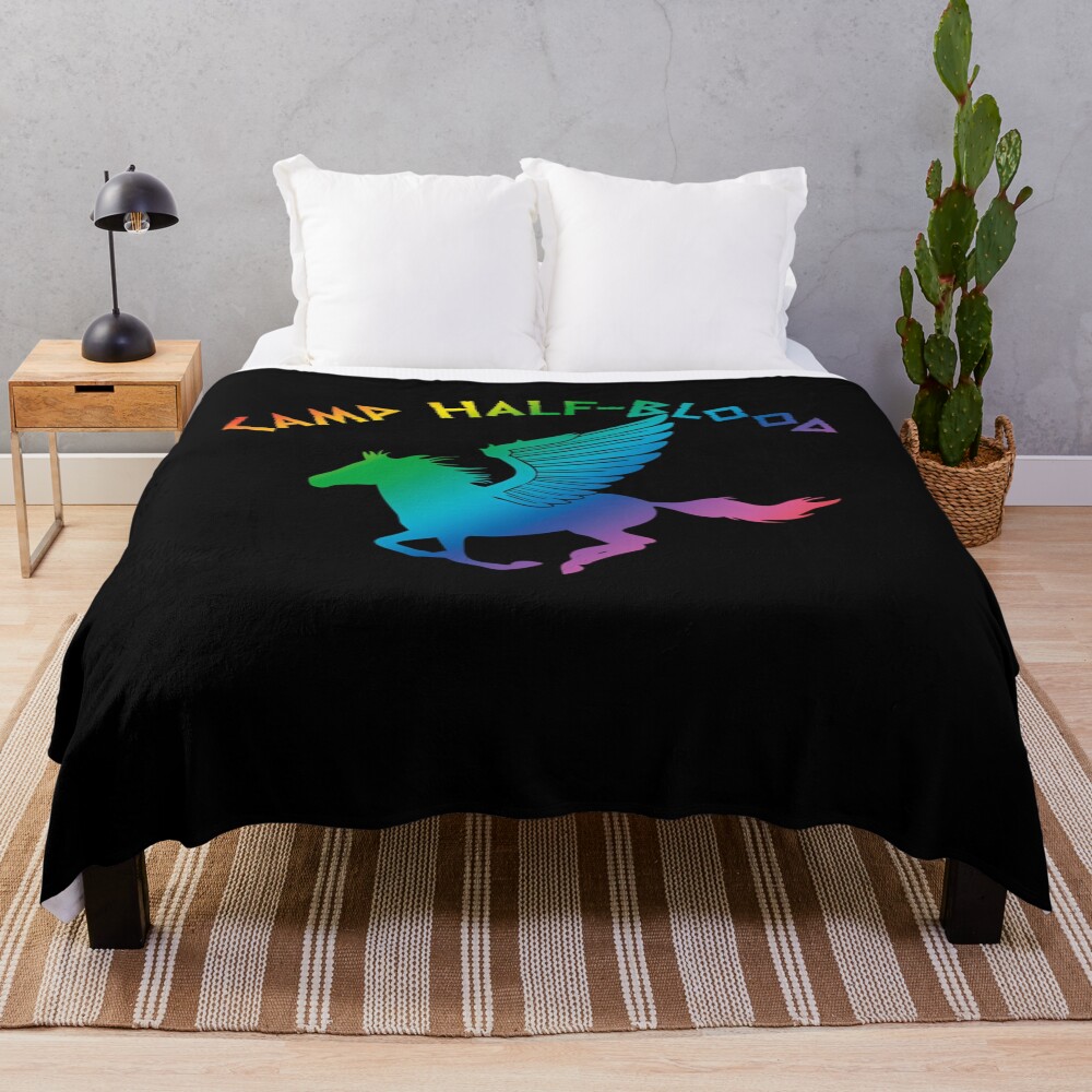 Percy Jackson Camp Half Blood Rainbow Logo Throw Blanket
