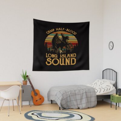 Vintage Percy Jackson Camp Half Blood Long Island Sound Sunset Tapestry