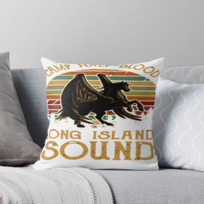 Vintage Percy Jackson Camp Half Blood Long Island Sound Sunset Throw Pillow